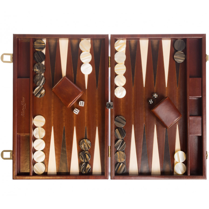 Exclusive backgammon set "Louis" made of leather, brown, large